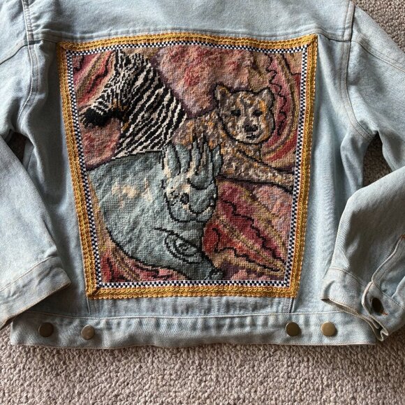 Vintage Kolorway Embroidered Denim Jacket - Size L - Picture 1 of 12